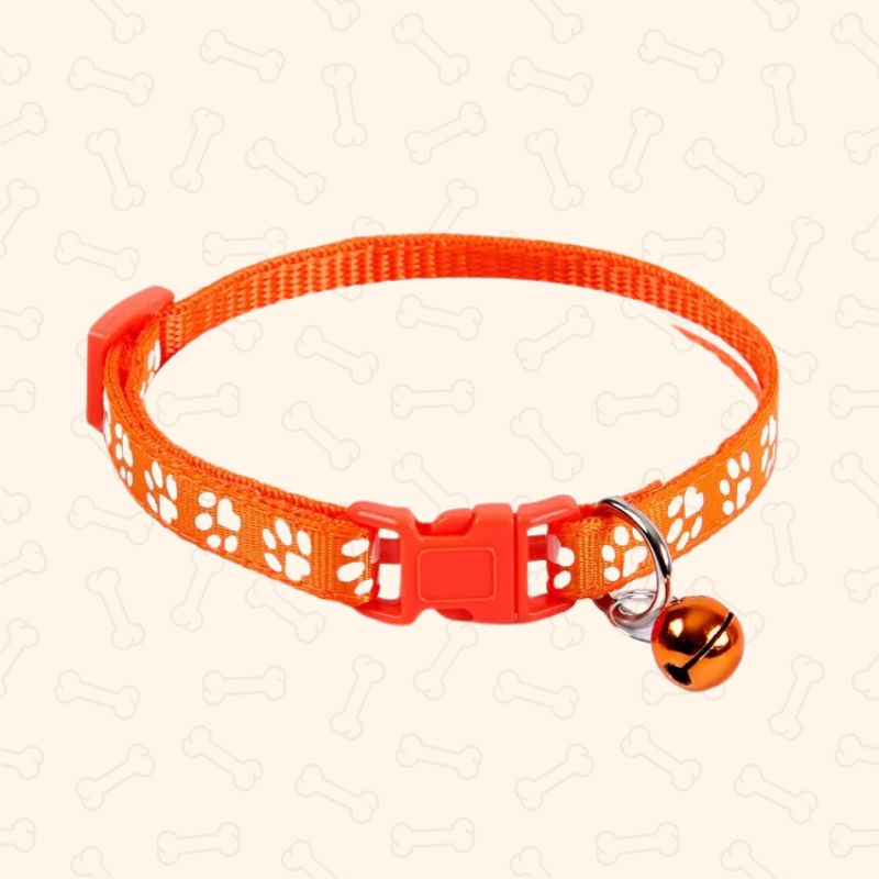 Shadow Colorful Paw Print Adjustable Pet Collar with Bell