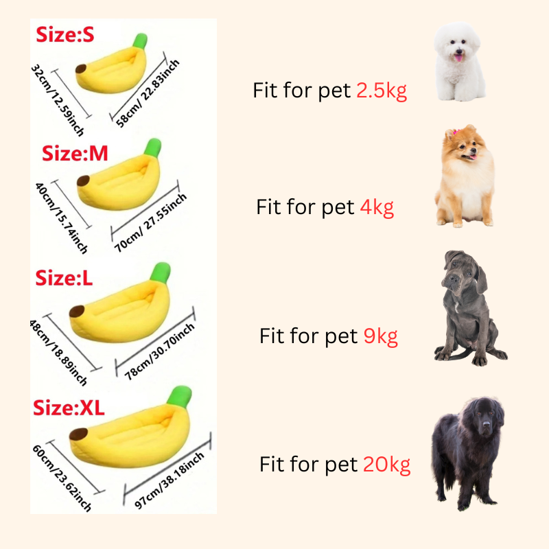 Shadow Cozy Banana Dog Bed β Washable Plush Cushion for Small to Large Dogs