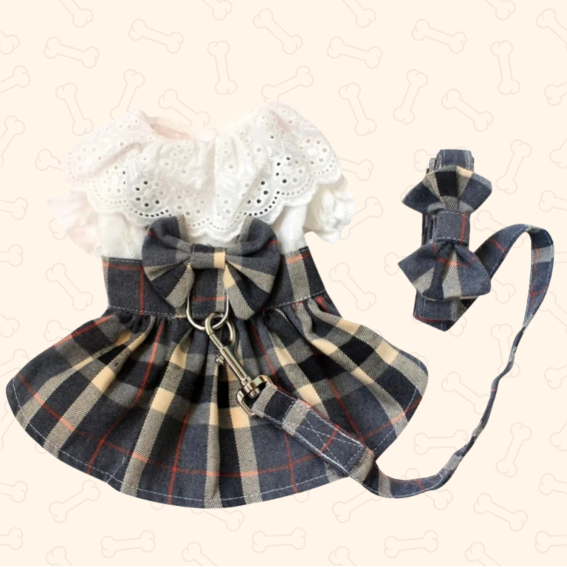Shadow Plaid Princess Dog Dress Set – Sweet, Stylish & Pawfectly Charming