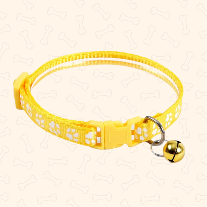 Shadow Colorful Paw Print Adjustable Pet Collar with Bell