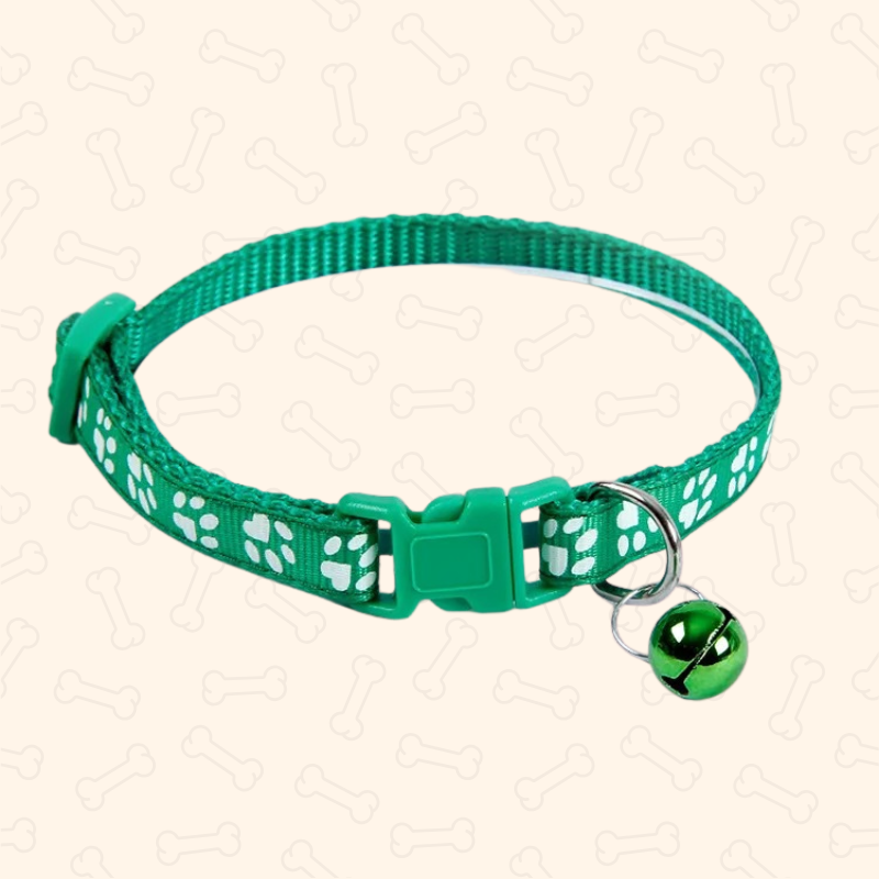 Shadow Colorful Paw Print Adjustable Pet Collar with Bell