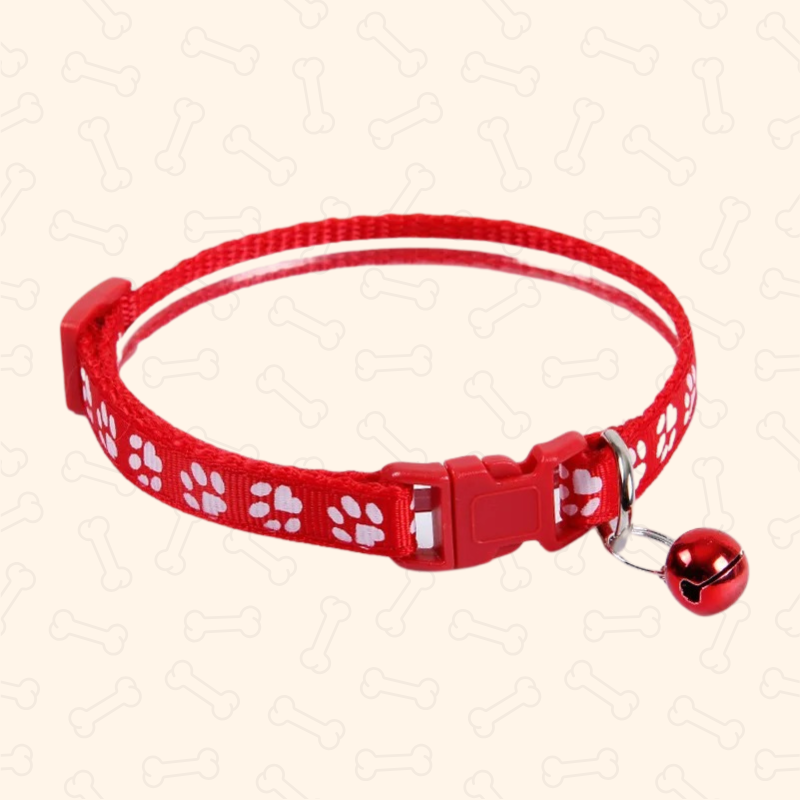 Shadow Colorful Paw Print Adjustable Pet Collar with Bell