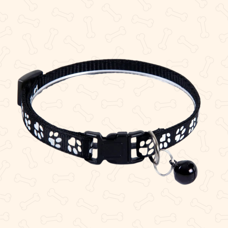 Shadow Colorful Paw Print Adjustable Pet Collar with Bell