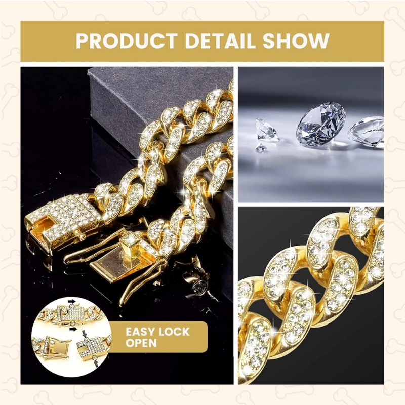 Diamond Cuban Pet Collar – Luxe, Durable & Made to Shine