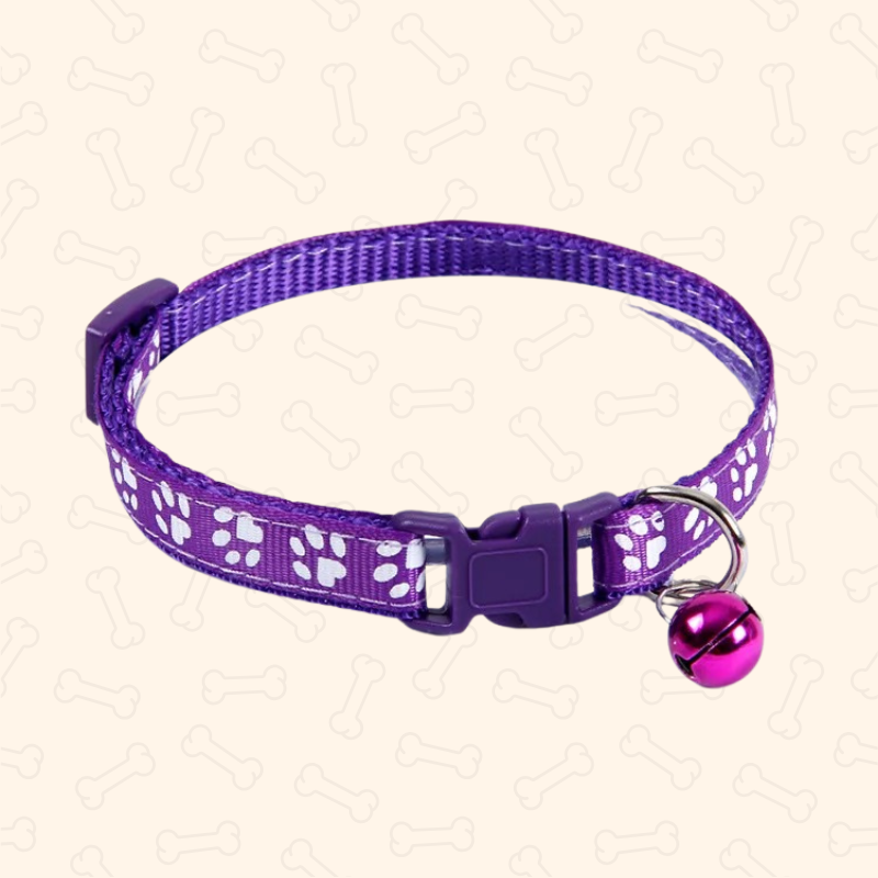Shadow Colorful Paw Print Adjustable Pet Collar with Bell