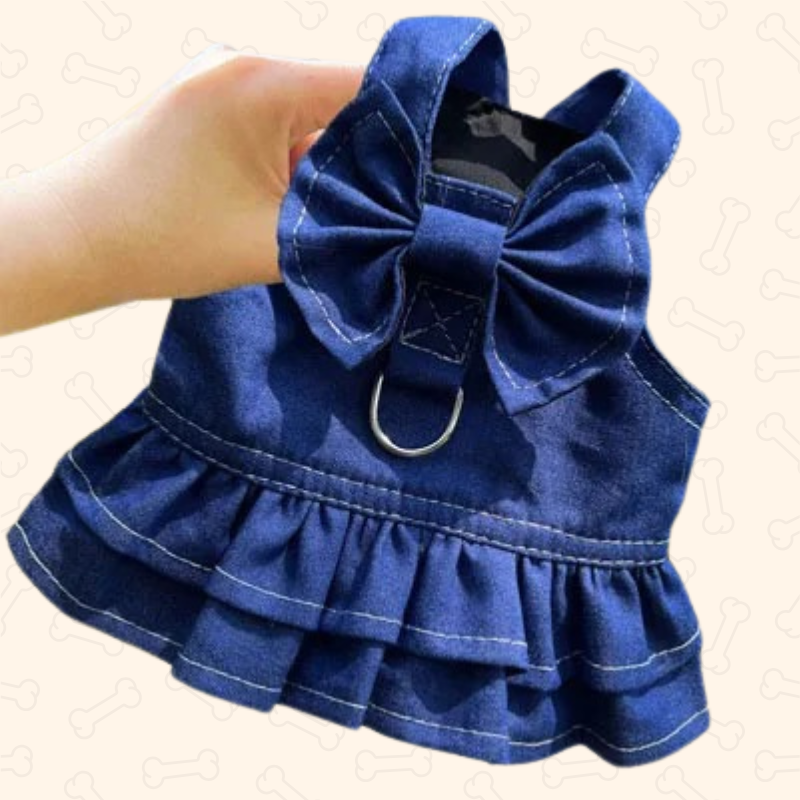 Shadow Denim Chic Bow Pet Dress