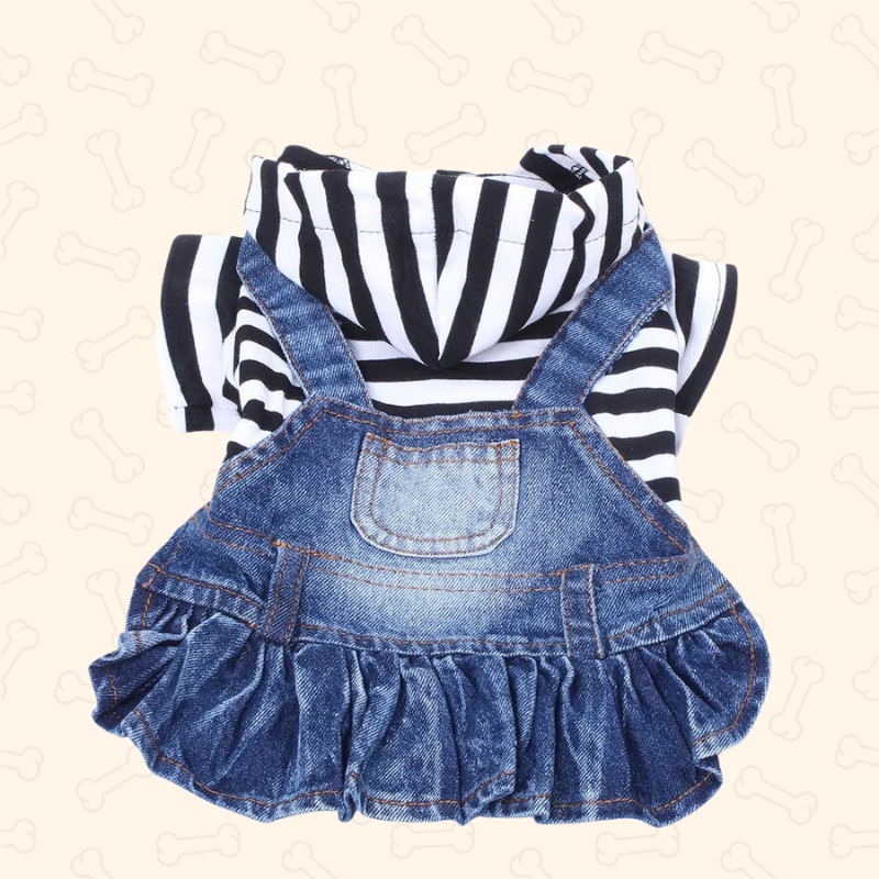 Shadow Chic Denim Striped Dog Dress
