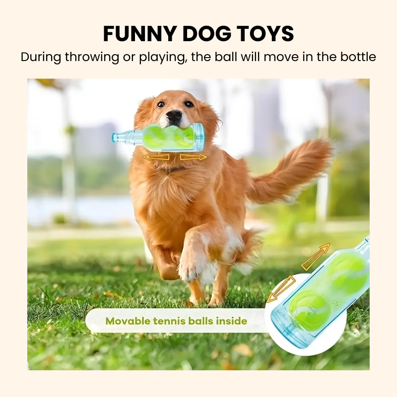 Shadow Durable Bottle-Shaped Dog Chew Toy with Squeaky Tennis Ball Inside