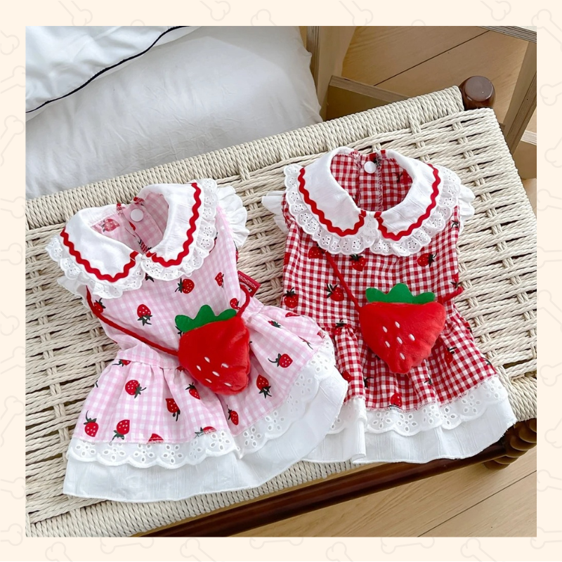 Shadow Sweet Strawberry Pet Dress – Adorable, Airy & Perfectly Plaid