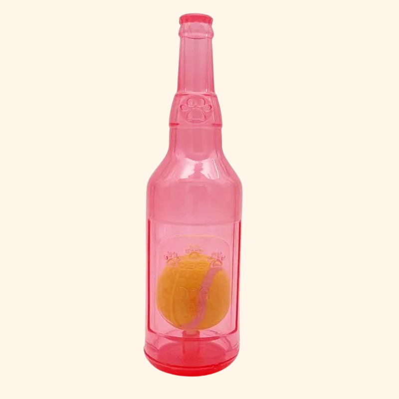Shadow Durable Bottle-Shaped Dog Chew Toy with Squeaky Tennis Ball Inside