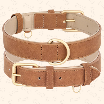 Shadow Luxury Soft Padded PU Leather Dog Collar & Leash Set