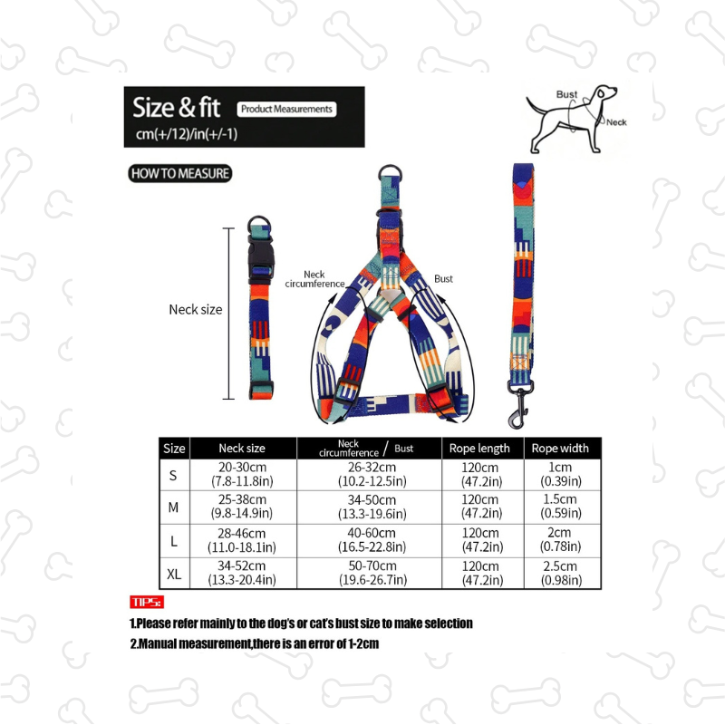 Shadow Vibrant Geo Pet Harness Set