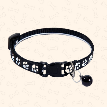 Shadow Colorful Paw Print Adjustable Pet Collar with Bell