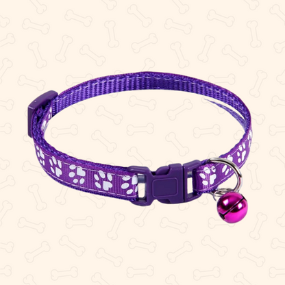 Shadow Colorful Paw Print Adjustable Pet Collar with Bell