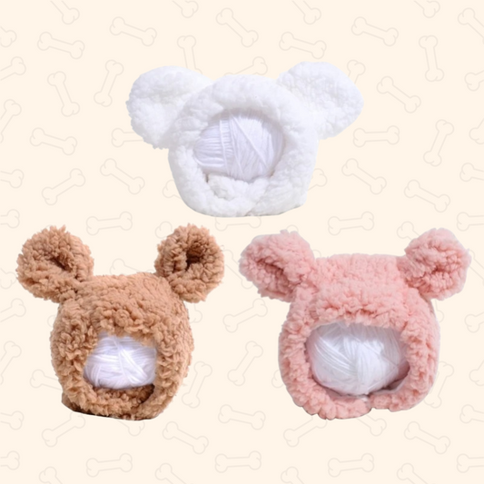 Shadow Fluffy Bear Ear Pet Hat – Cozy & Adorable