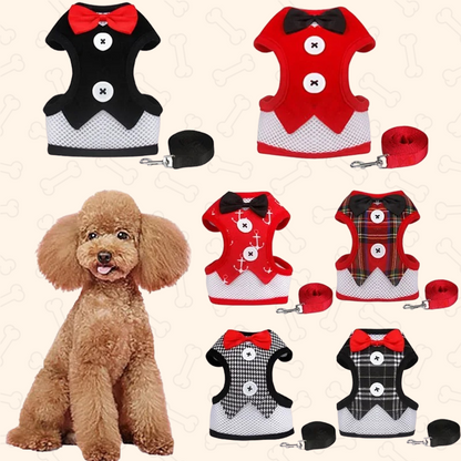 Shadow Dapper Pet Tuxedo Harness & Leash Set