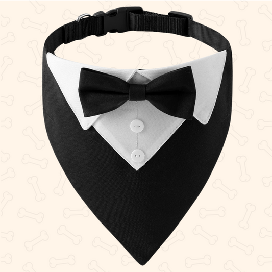 Shadow Dapper Pup Tuxedo Bandana – Classy, Adjustable & Made to Impress