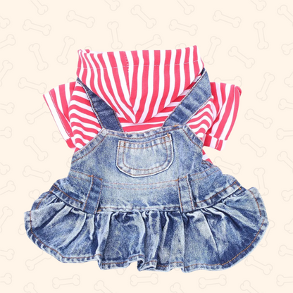 Shadow Chic Denim Striped Dog Dress