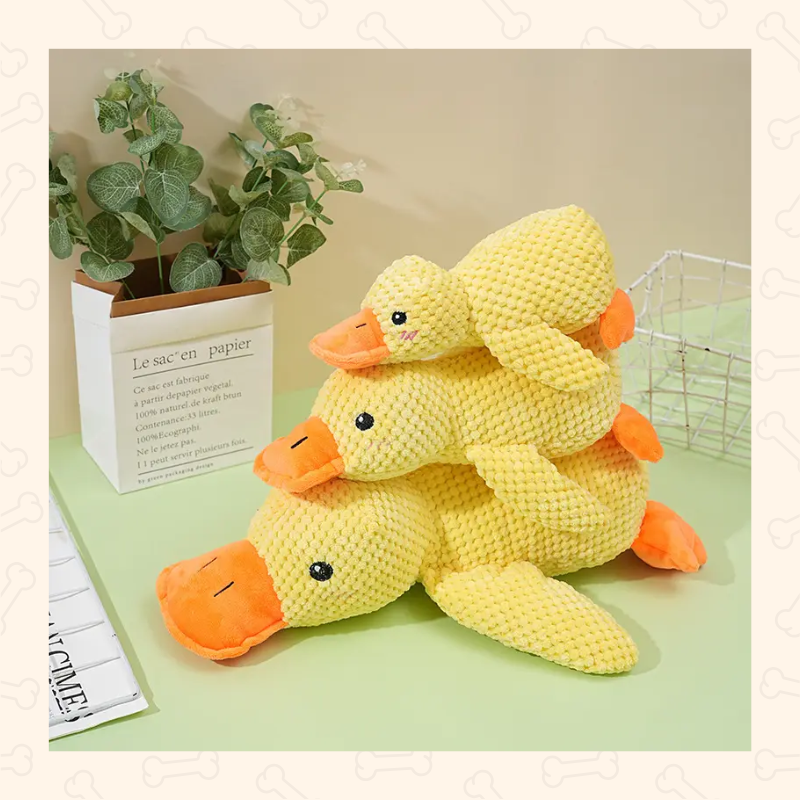 Shadow Snuggle Quack Plush Dog Toy – Squeaky & Durable Cuddle Companion