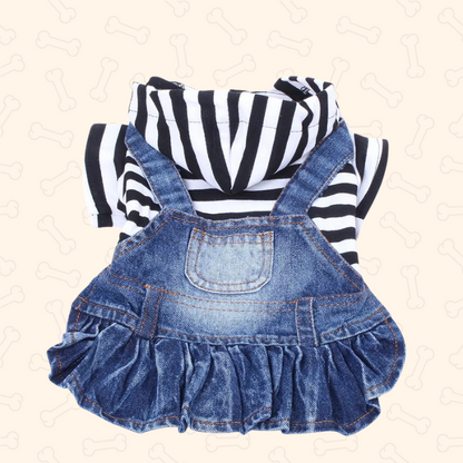 Shadow Chic Denim Striped Dog Dress