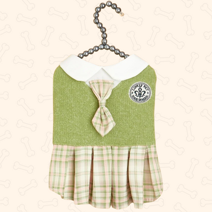 Shadow Preppy Plaid Pet Dress with Tie