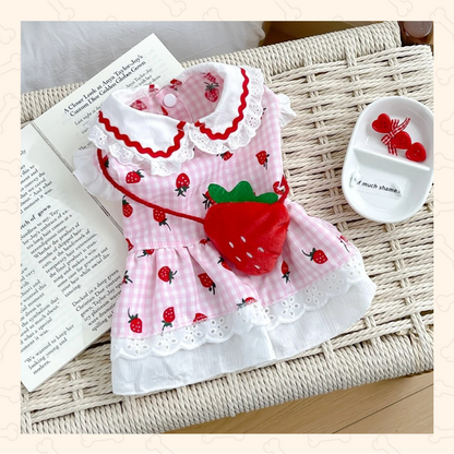 Shadow Sweet Strawberry Pet Dress – Adorable, Airy & Perfectly Plaid
