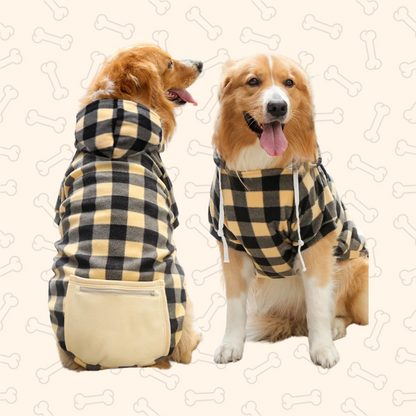Shadow Reversible Plaid Winter Dog Coat with Hood – Waterproof Pet Jacket for Small to Large Dogs