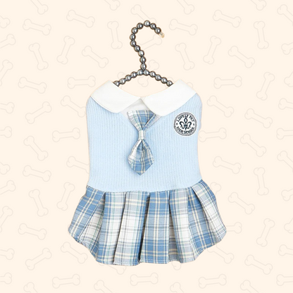 Shadow Preppy Plaid Pet Dress with Tie