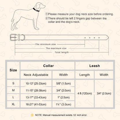 Shadow Luxury Soft Padded PU Leather Dog Collar & Leash Set