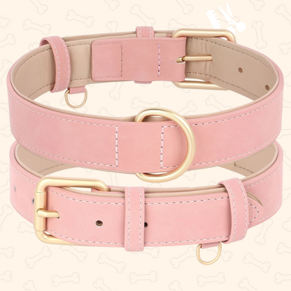 Shadow Luxury Soft Padded PU Leather Dog Collar & Leash Set