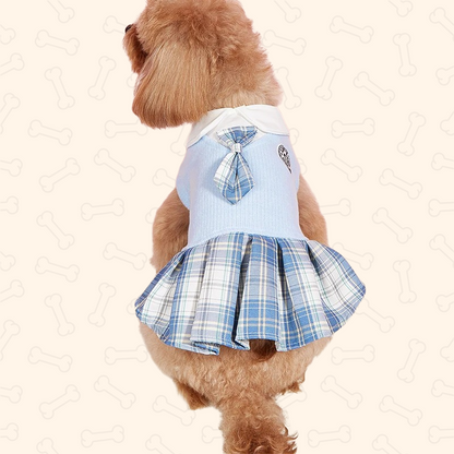 Shadow Preppy Plaid Pet Dress with Tie